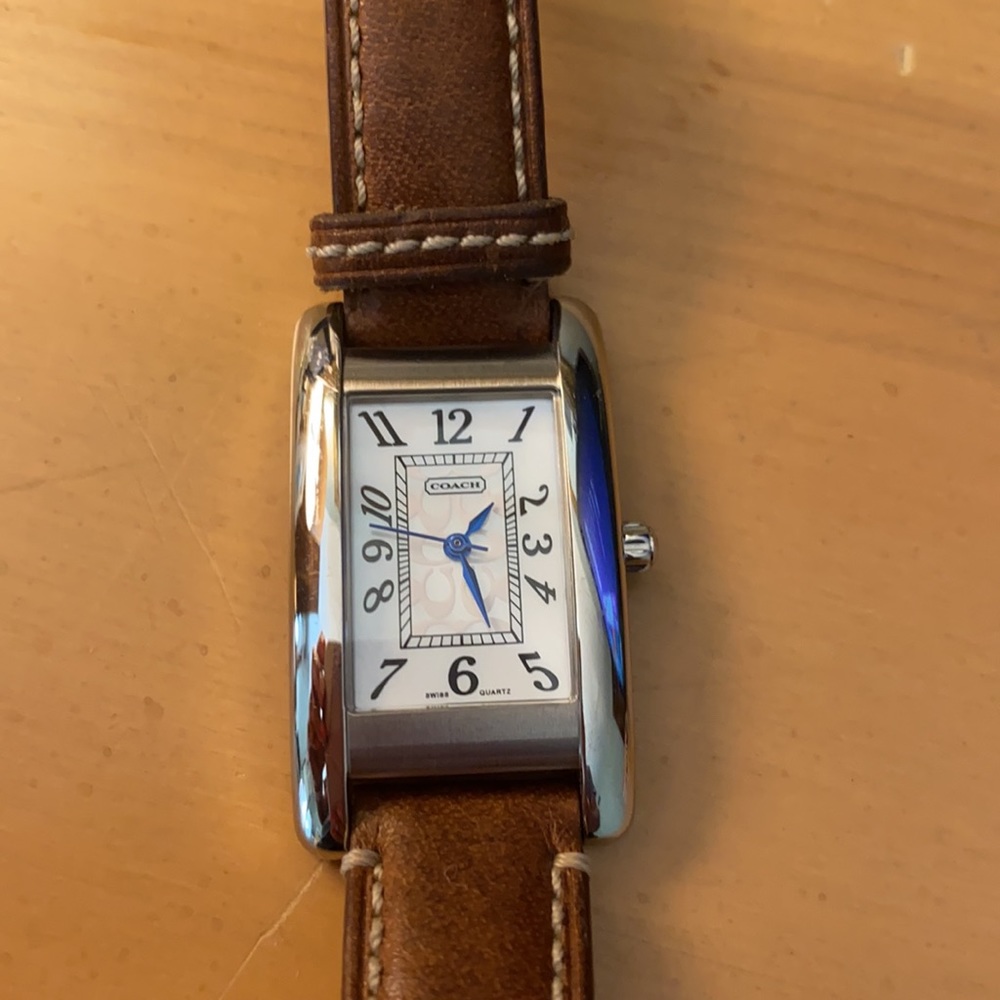 Women’s Coach Watch Silver Face with Leather Band